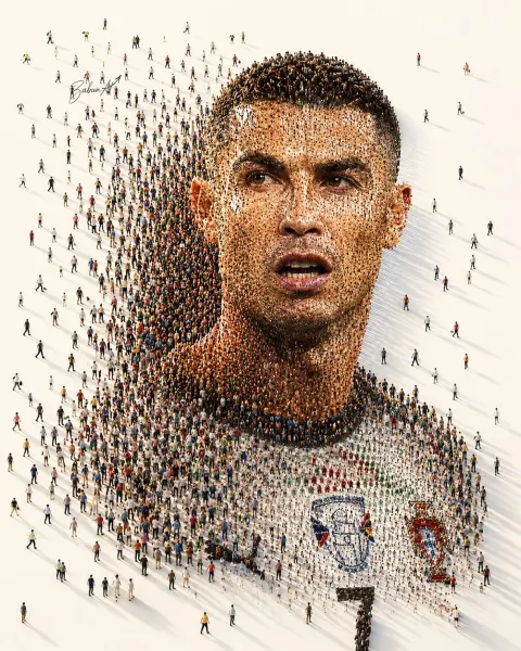 Crowd Mosaic Portrait Illusion