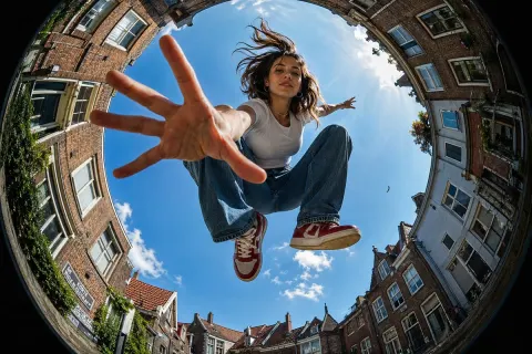 Fisheye Leap Urban Girl