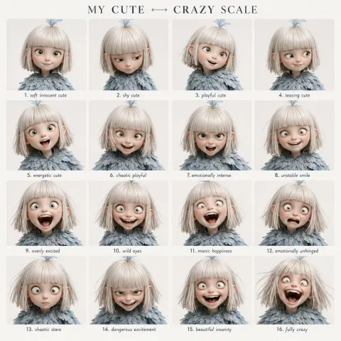 Cute to Crazy Emotion Grid