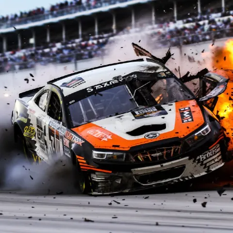 NASCAR Crash at Daytona Speedway Action Shot