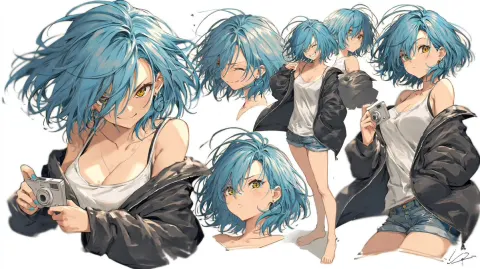 Cyan-Haired Anime Girl Concept