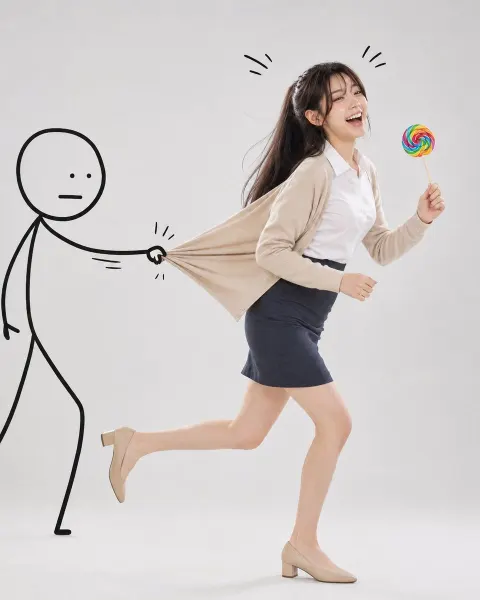 Doodle Pulls Running Woman
