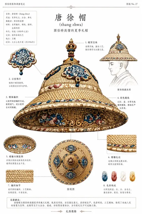 Tibetan Ceremonial Hat Archive Plate