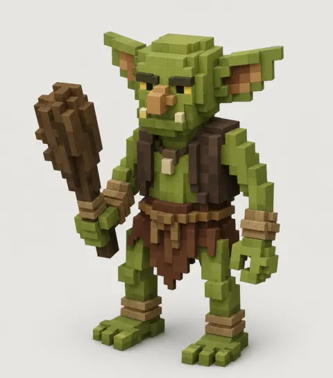 Voxel Goblin Warrior Render
