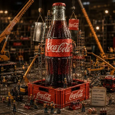 Tiny Workers Build Giant Coke Bottle