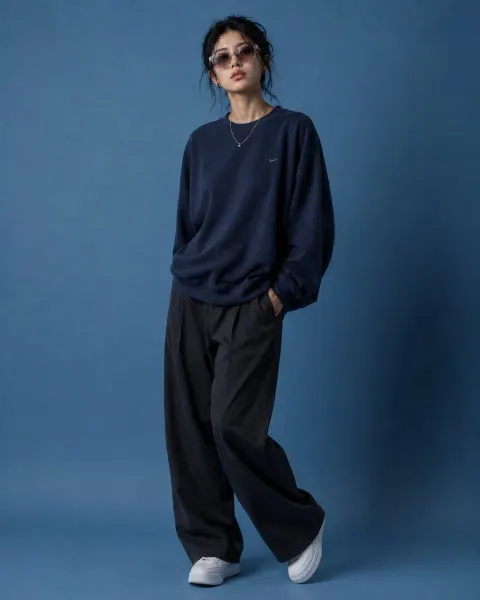 Fashion Editorial Blue Studio Portrait