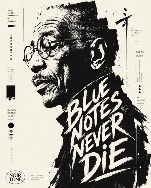 Black White Typographic Portrait Poster