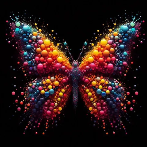 Butterfly Formed From Vibrant Ink Color Drops