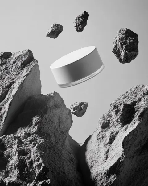 White Cosmetic Jar Floating Rocks Advertising