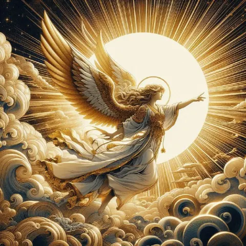 Angel Flying Into the Sun Modern Ukiyo-e