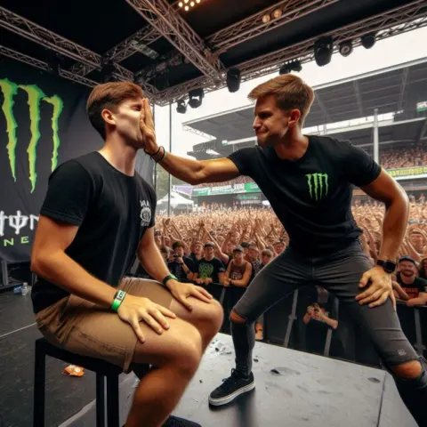 Two Men in Slap Fight Contest on Stage