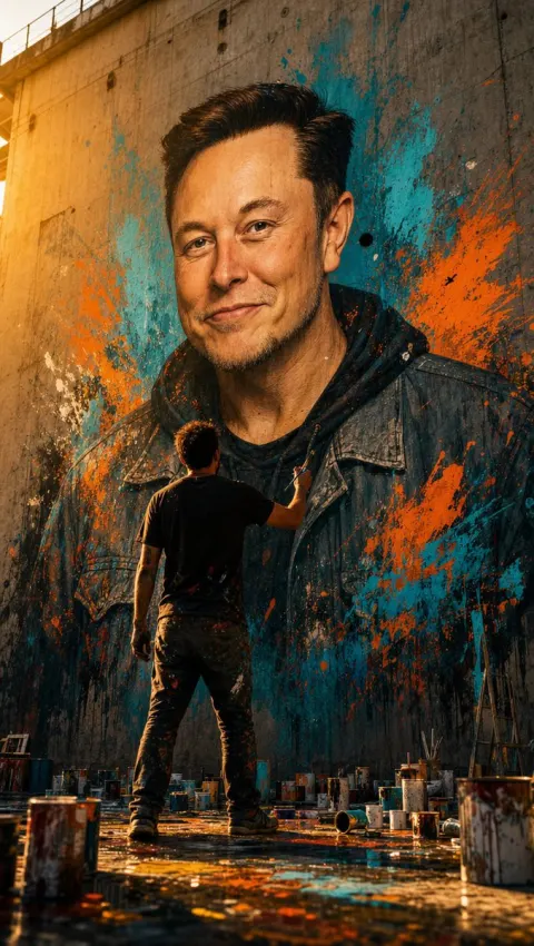 Street Artist Creating Massive Mural