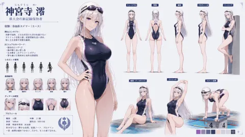 Elite Swimmer Character Reference Sheet
