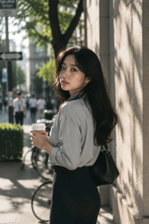 Tokyo Street Coffee Girl Portrait