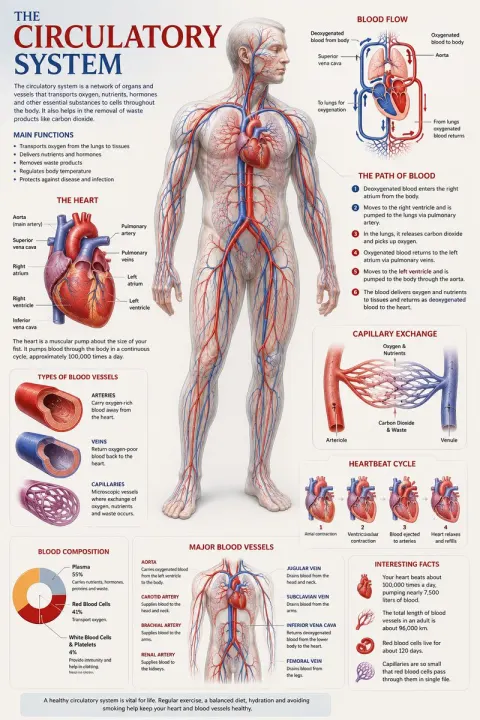 Human Circulatory Anatomy Art Poster