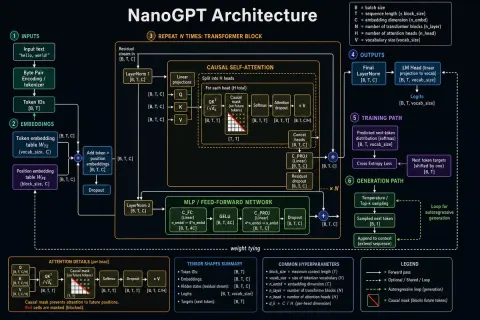 Complete NanoGPT Architecture Diagram