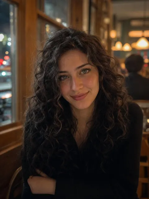 Cozy Café Night Portrait