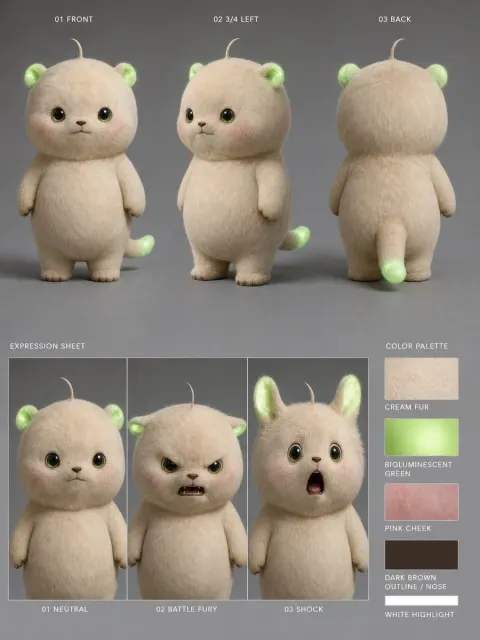 Bioluminescent Cream Forest Cub Reference