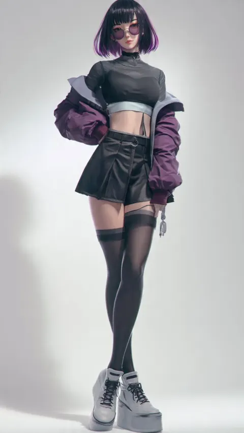 Cyber Streetwear Anime Fashion Model