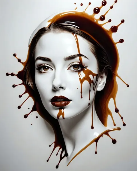 Woman Face Formed From Coffee Stains Close-Up