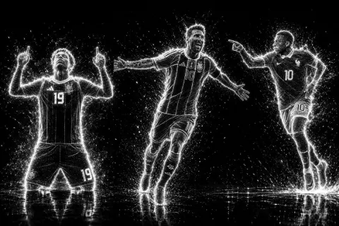 Futuristic Glowing Wireframe Portrait