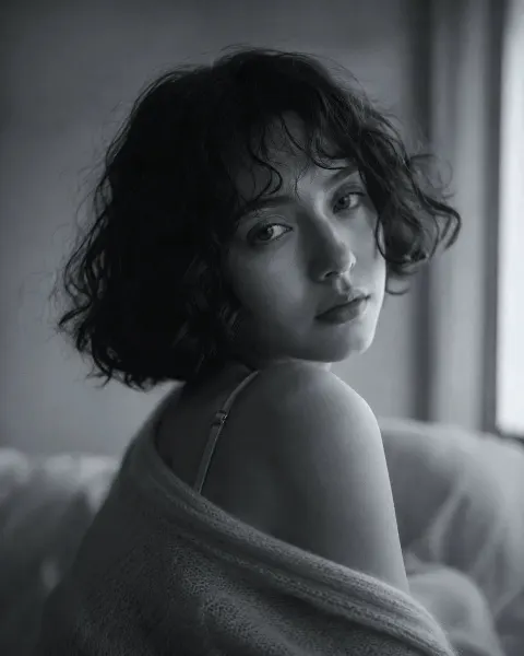 Ethereal Window Portrait in Monochrome