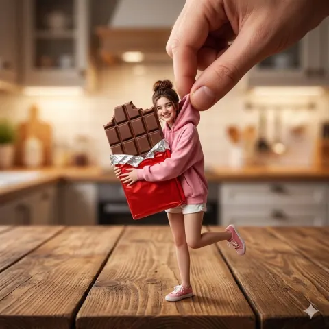 Tiny Girl Giant Hand Chocolate