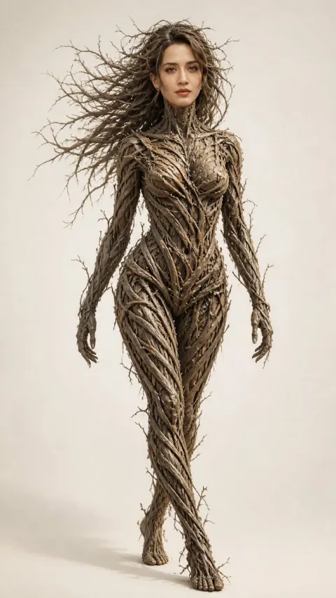 Branch Sculpture Woman Art