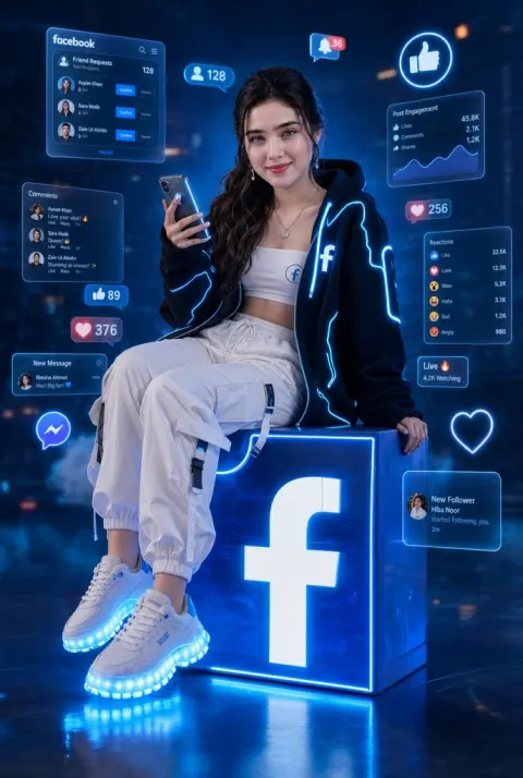 Neon Influencer Cyber Portrait