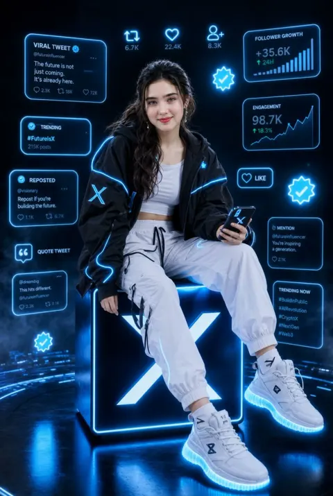 Futuristic Tech Influencer Portrait