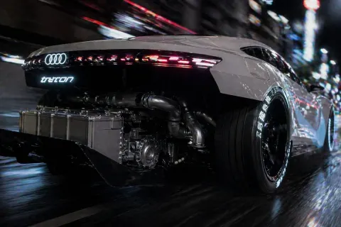 Futuristic Audi Supercar Neon Night Run