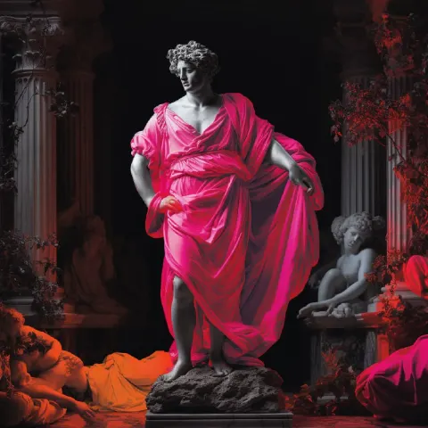Classical Art With Neon Details Clothing Print