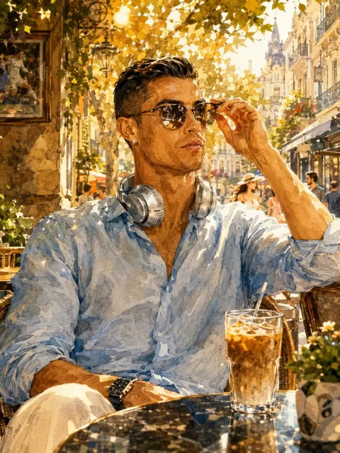 Ronaldo Watercolor Cafe Scene