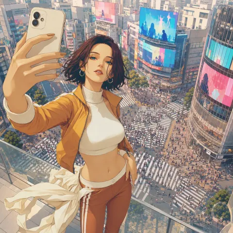 Shibuya Rooftop Selfie Moment