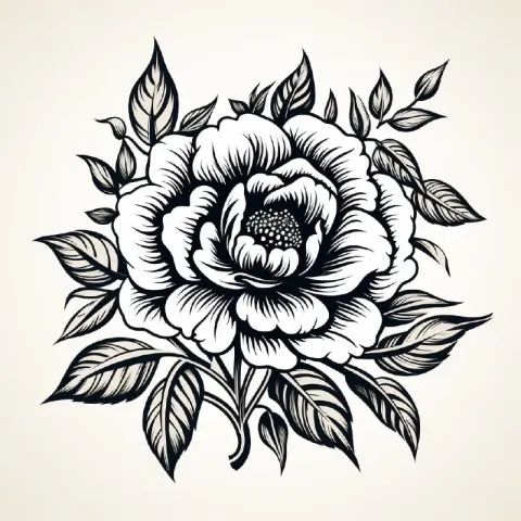 Monoline Peony Flower Logo Vector Design