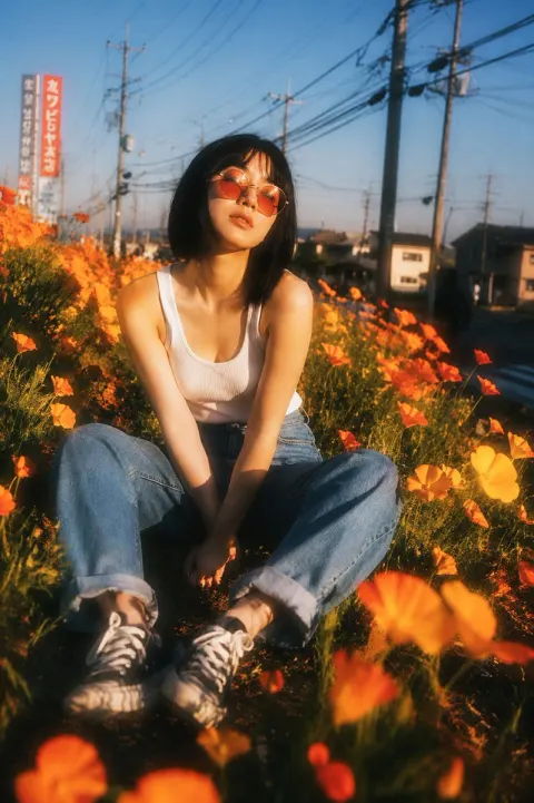 Dreamy Poppy Portrait at Golden Hour