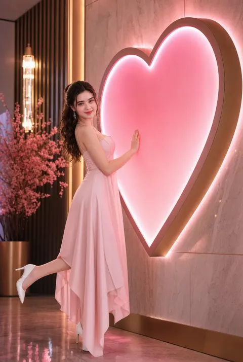 Glamorous Pink Heart Fashion Portrait
