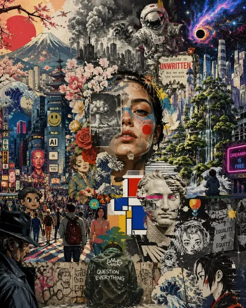 Surreal Japanese Collage Poster