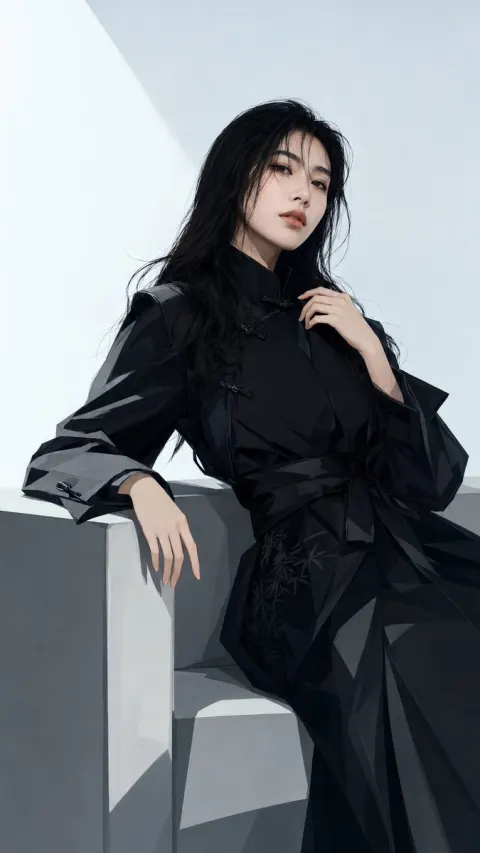 Black Robe Cool Gaze Fashion Cover