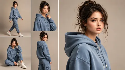 Dusty Blue Streetwear Lookbook Collage