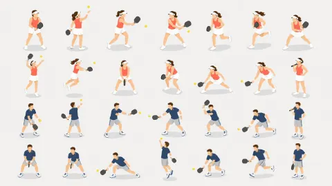 Isometric Pickleball Character Pose Sheet