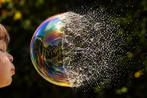 Soap Bubble Burst Macro Shot