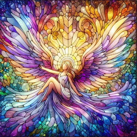 Mystical Angel in Lead Glass Light Effect