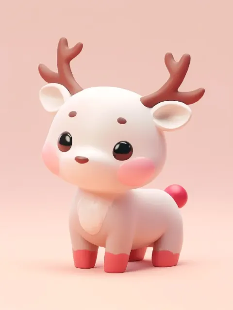 Cute Christmas Reindeer 3D Icon Isometric Design