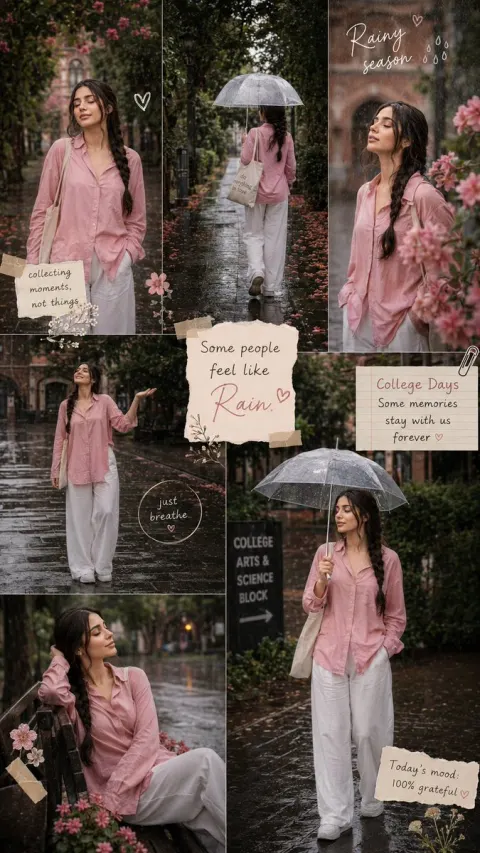Rainy Campus Moodboard Collage