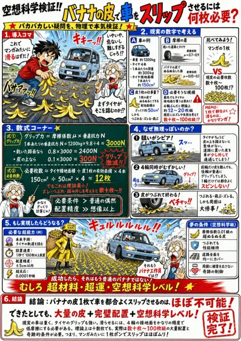 Banana Peel Car Slip Science Comic