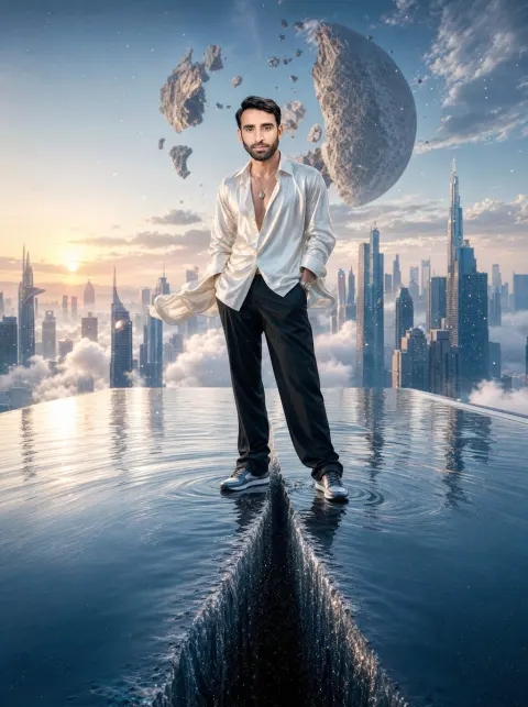 Surreal Rooftop Pool Man