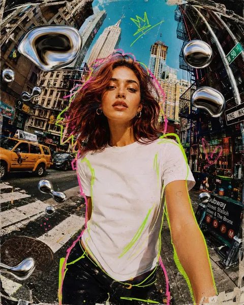 Neon City Collage Fashion