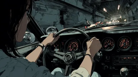 Cinematic Anime Night Tunnel Drive
