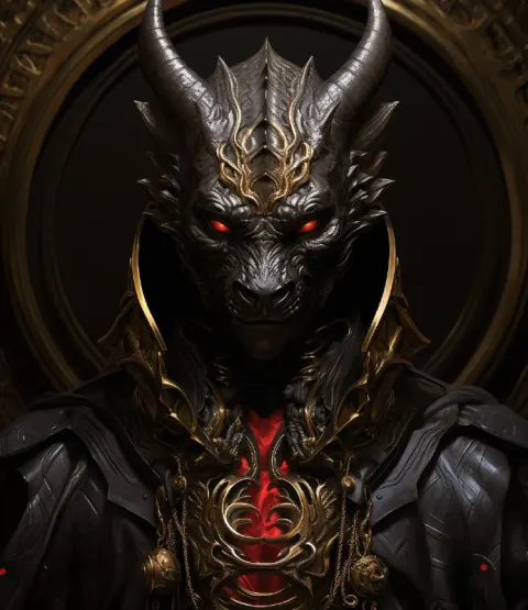 Black Dragon Death God Afrofuturist Oil Portrait